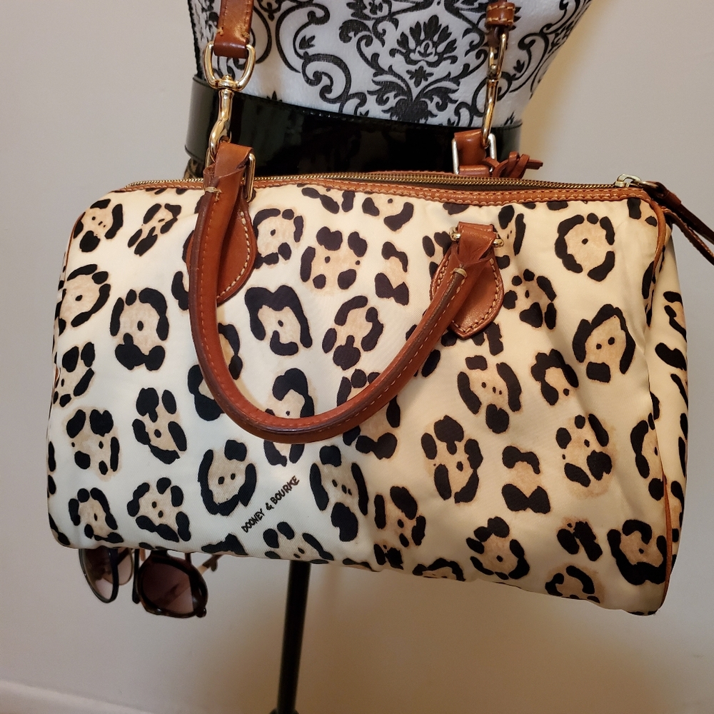 Dooney and bourke tan and white satchel
